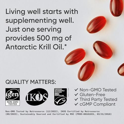 Sports Research® Antarctic Omega-3 Krill Oil 500mg, 120 Count Mini-Softgels|B07H8M85WC
