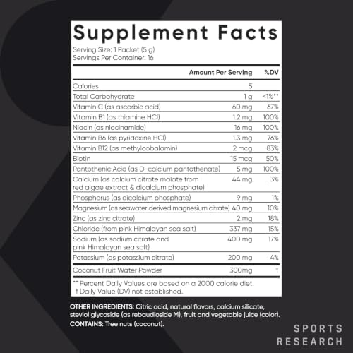 Sports Research® Hydrate Electrolytes Passion Fruit, 16 Packets|B0CTJ5SQ1Y