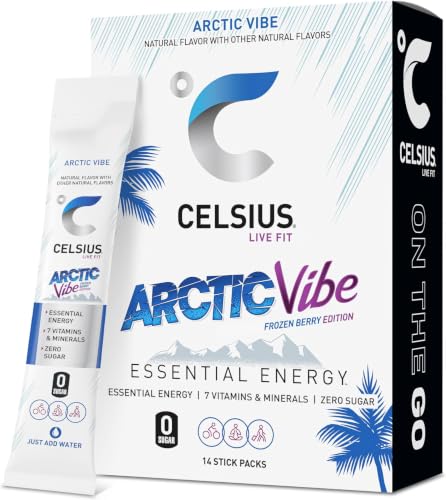 CELSIUS® On-the-Go Powder Sticks Arctic Vibe, Essential Energy 2.5 Oz (14 Sticks per Pack)|B0D52J9X1N
