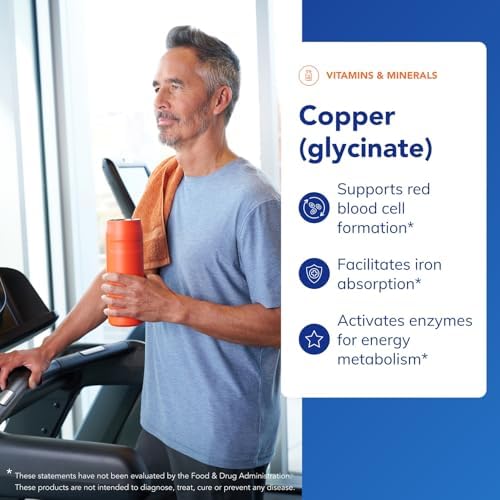 Pure Encapsulations Copper Glycinate 60's - 2 mg Copper Supplement, Supports Red Blood Cell Formation* - Aids Energy Metabolism - Non-GMO & Vegan - 60 Capsules|B000H7Y6J2