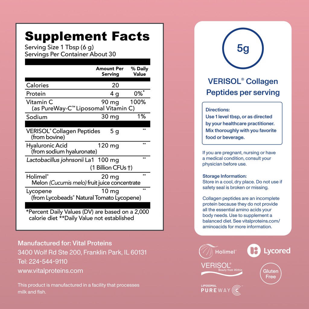 Hidratación de la Piel y Soporte Antioxidante - Sin Sabor - Vital Proteins