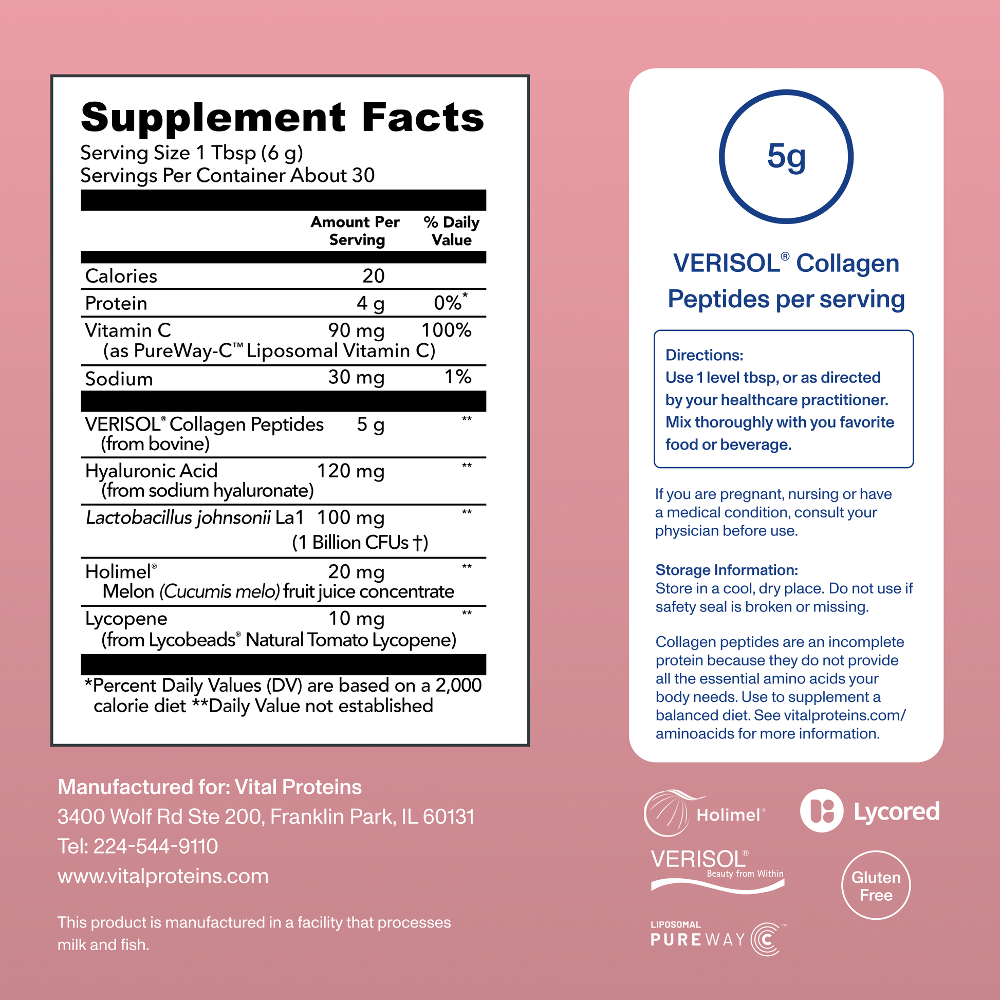 Hidratación de la Piel y Soporte Antioxidante - Sin Sabor - Vital Proteins