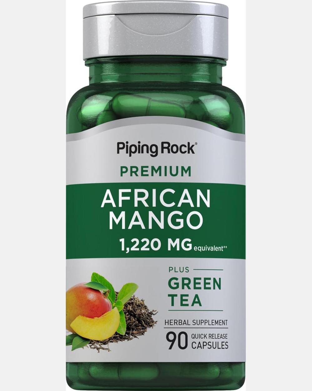African Mango Seed Extract 1220 mg | 90 cápsulas | Con Green Tea - Piping Rock