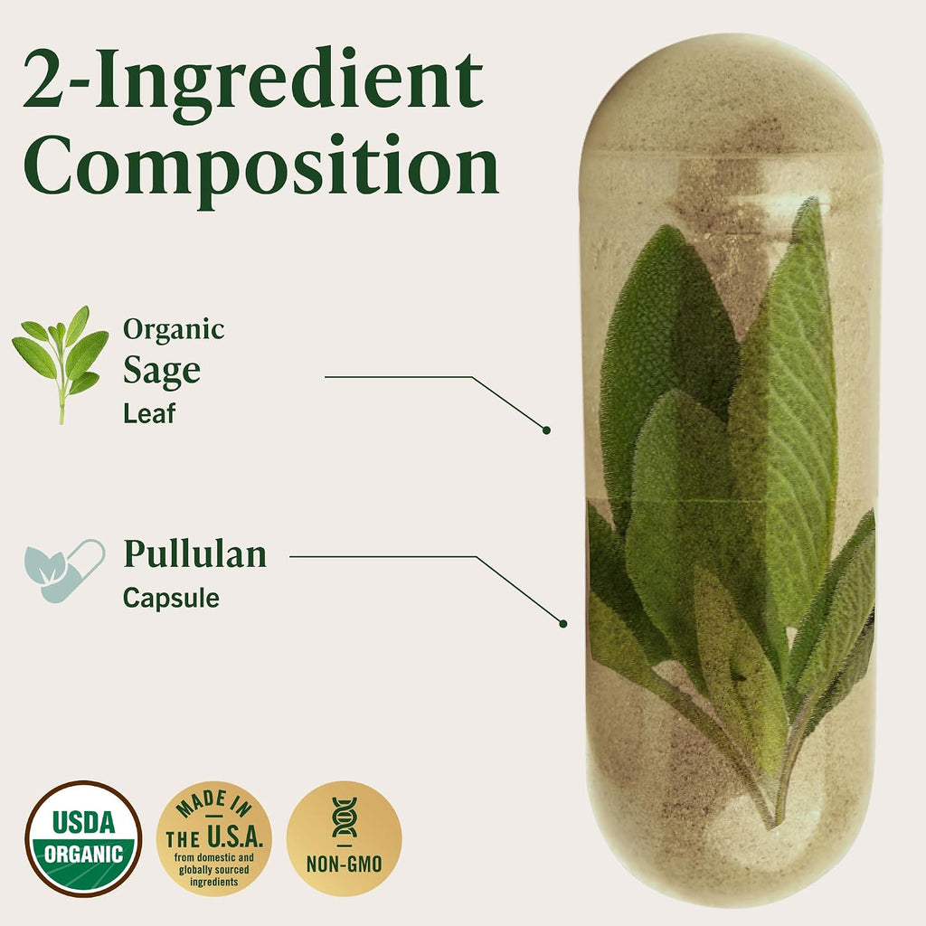 Cápsulas de salvia 1000 mg de apoyo natural digestivo e inmunológico - Antioxidante vegano - HERBAMAMA