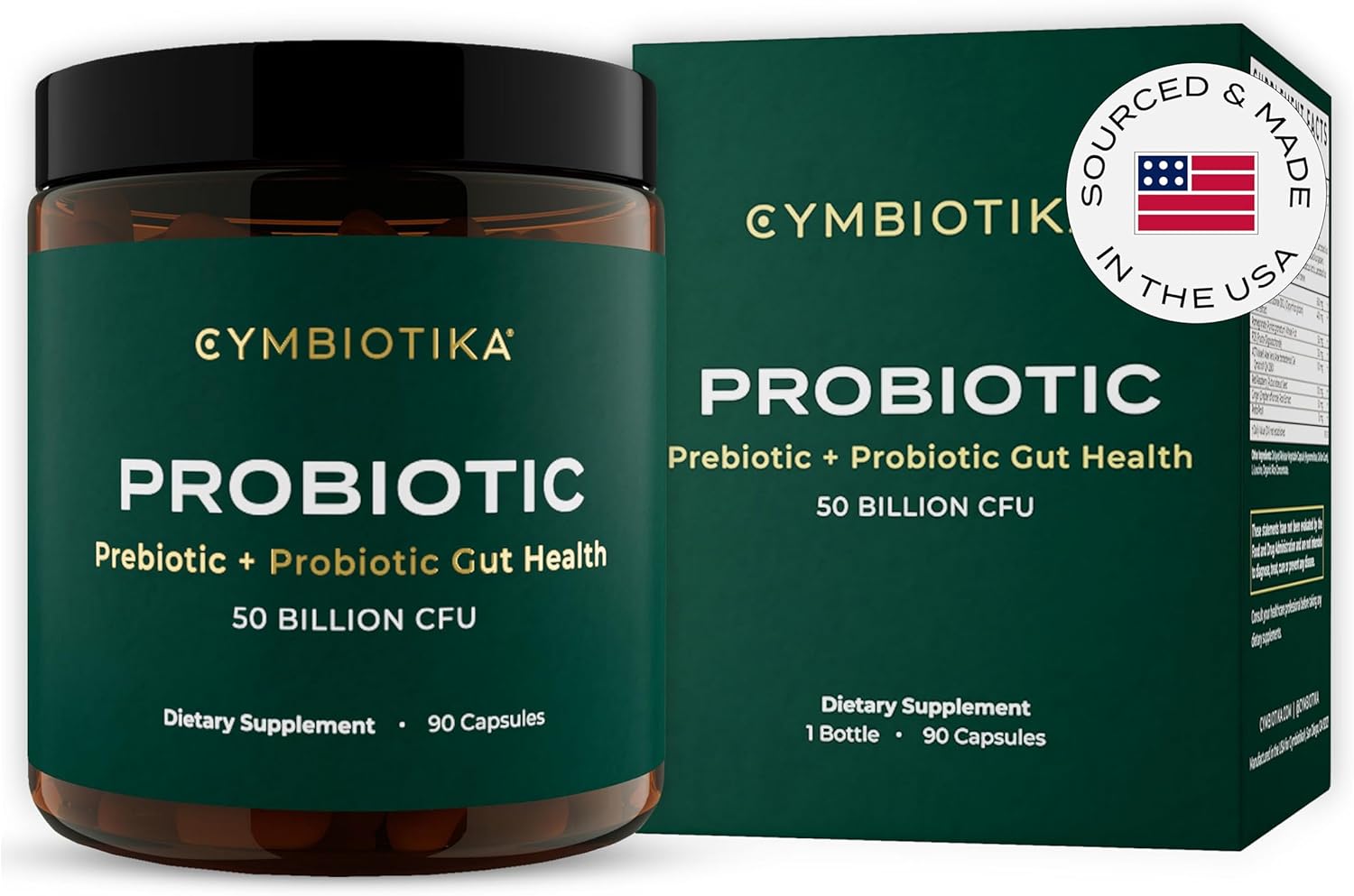 Probiótico + Prebiótico 50 Billion CFU Apoyo inmunológico, salud digestiva y equilibrio intestinal - CYMBIOTIKA