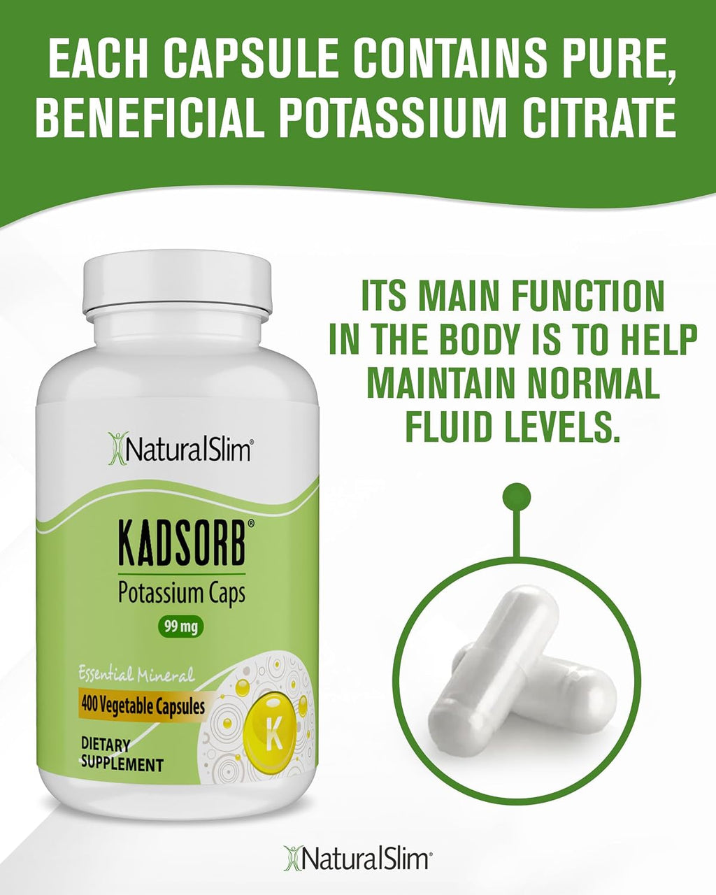 Citrato de Potasio 99mg Kadsorb - NaturalSlim