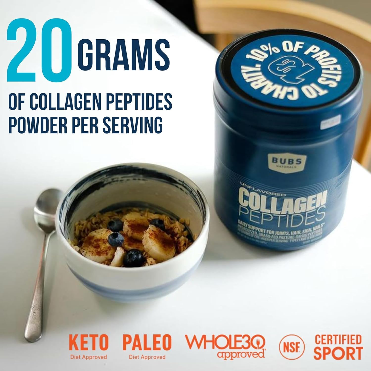 Péptidos de colágeno en polvo grass fed - BUBS Naturals