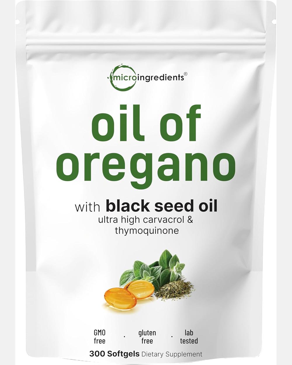 Aceite de Orégano + Aceite de Semilla Negra 6000 mg Softgels – Microingredients