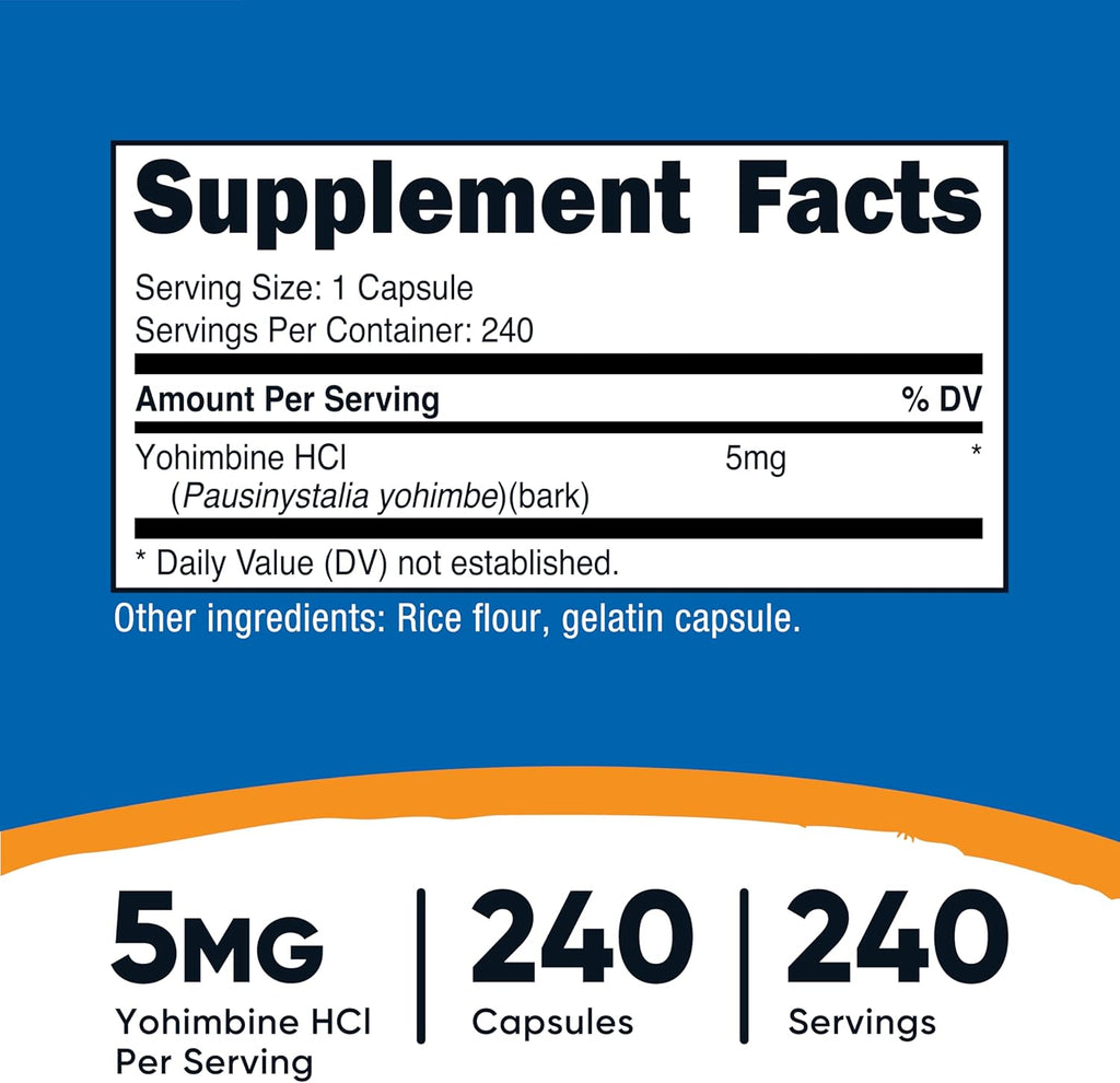 Yohimbina HCL 5 mg - Nutricost
