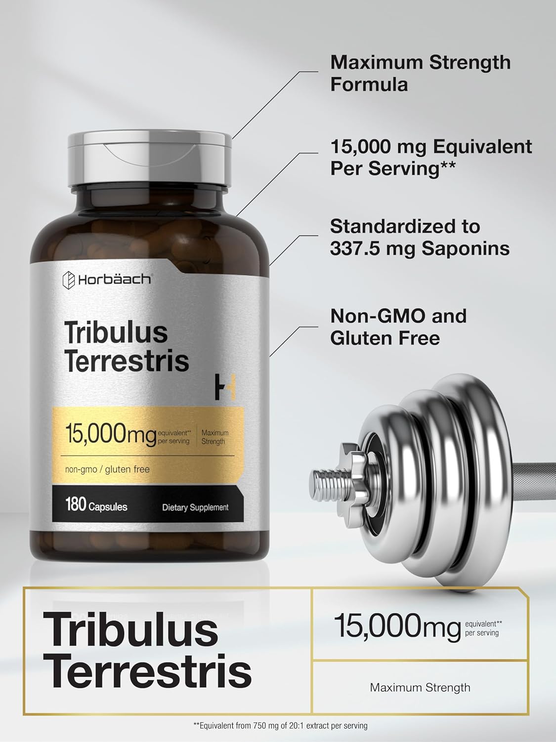 Tribulus Terrestris 15.000 mg 180 capsulas - Horbäach