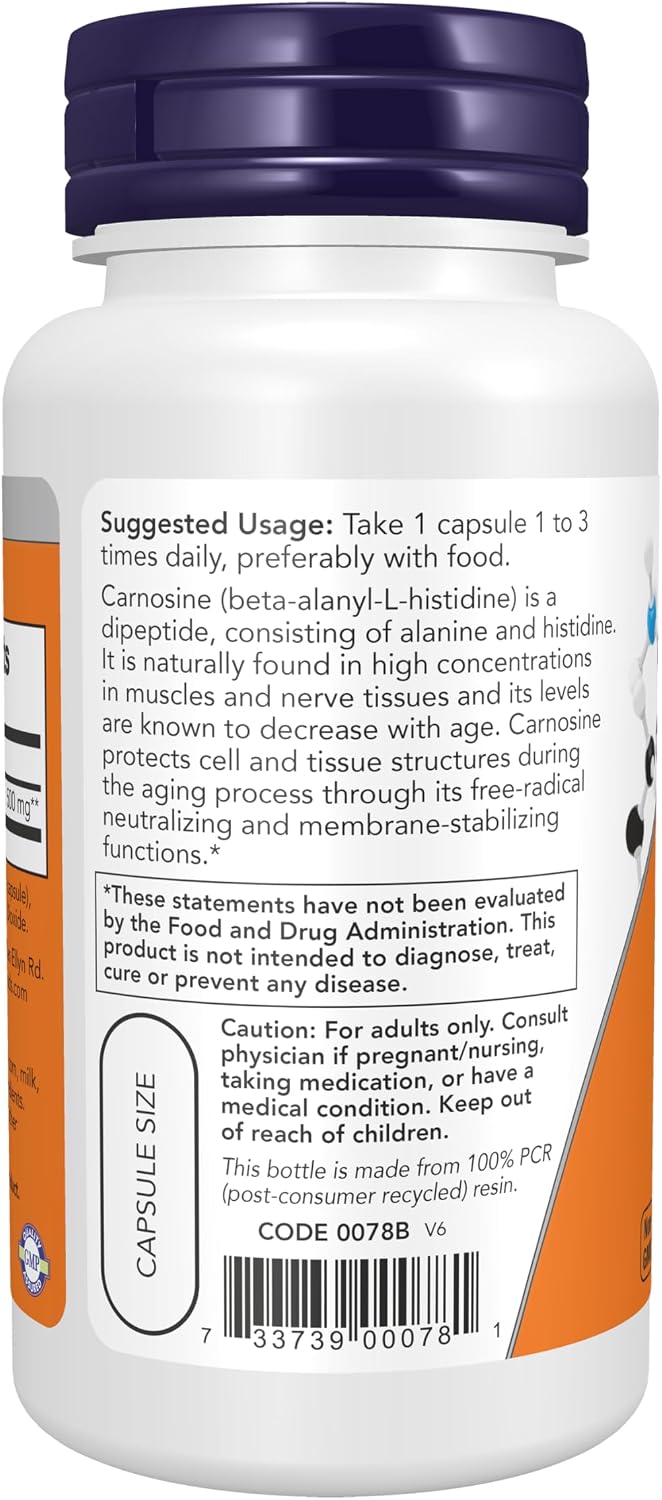 L Carnosina 500mg - NOW Foods ⚡