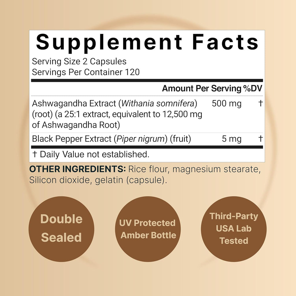 Ashwagandha 12.500 mg Equivalente con Pimienta Negra – 240 Cápsulas – NatureBell