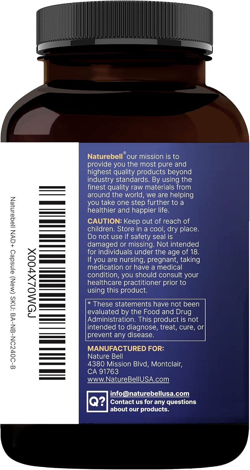 NAD+ 1500 mg por porción – 240 Cápsulas Vegetales – NatureBell ⚡