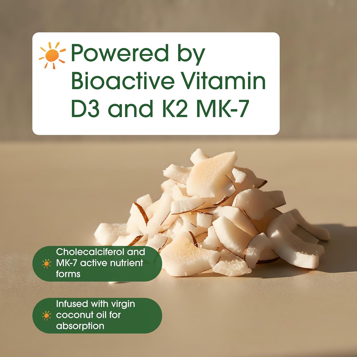 Vitamina D3 5,000 UI + K2 100 mcg con Aceite de Coco - NatureBell