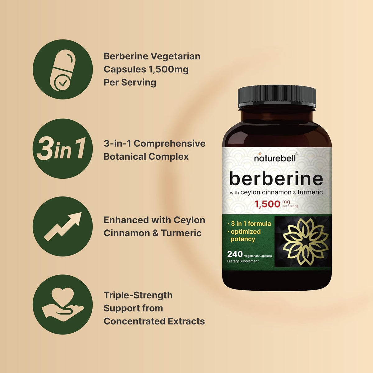 Berberina 1500 mg – 240 Cápsulas Vegetales – NatureBell