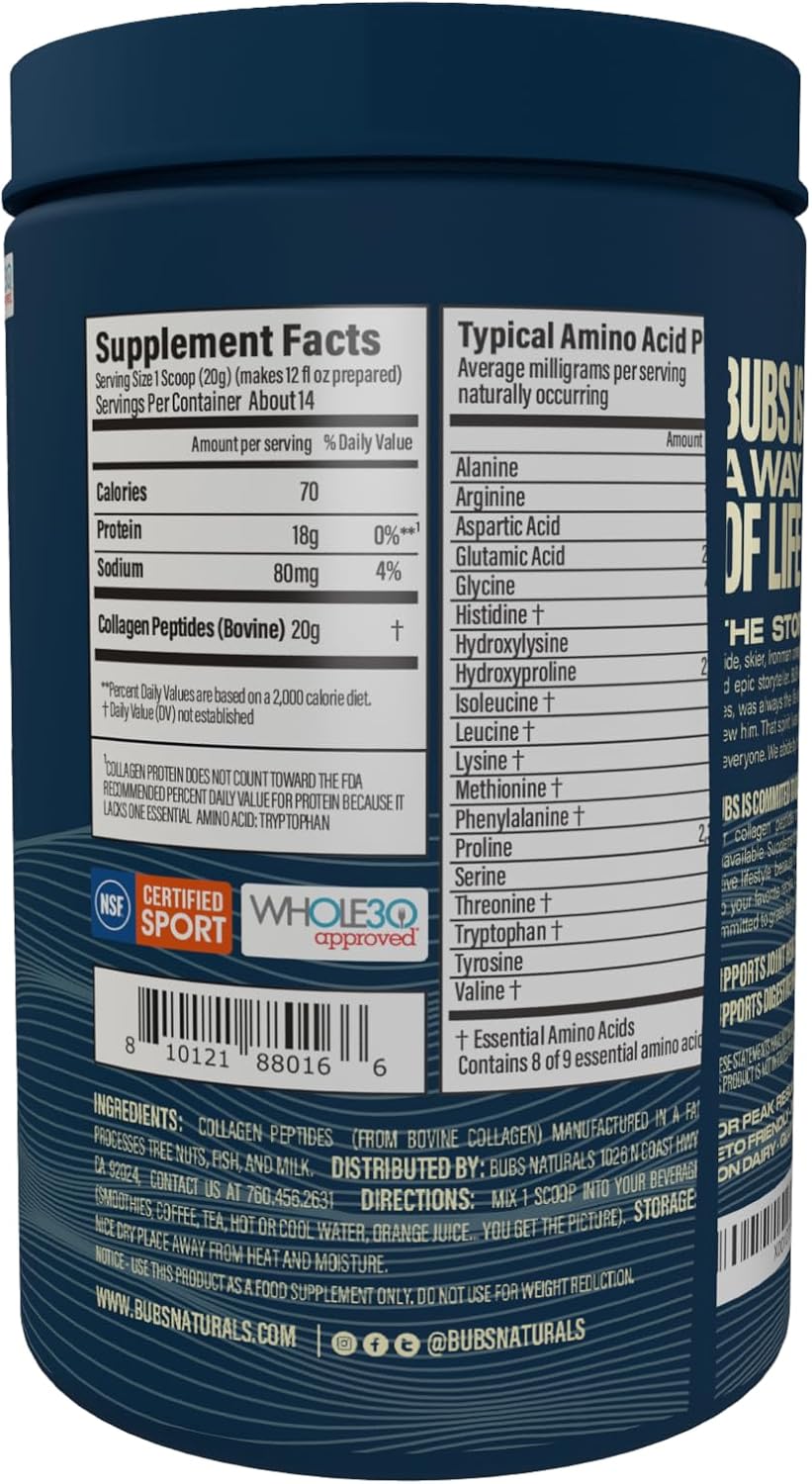 Péptidos de colágeno en polvo grass fed - BUBS Naturals