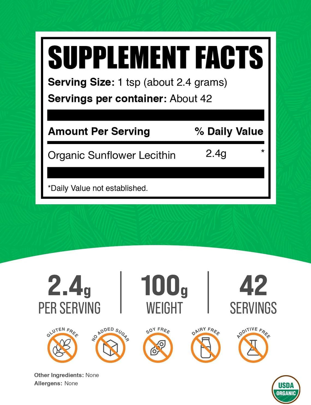 Lecitina de Girasol - BulkSupplements