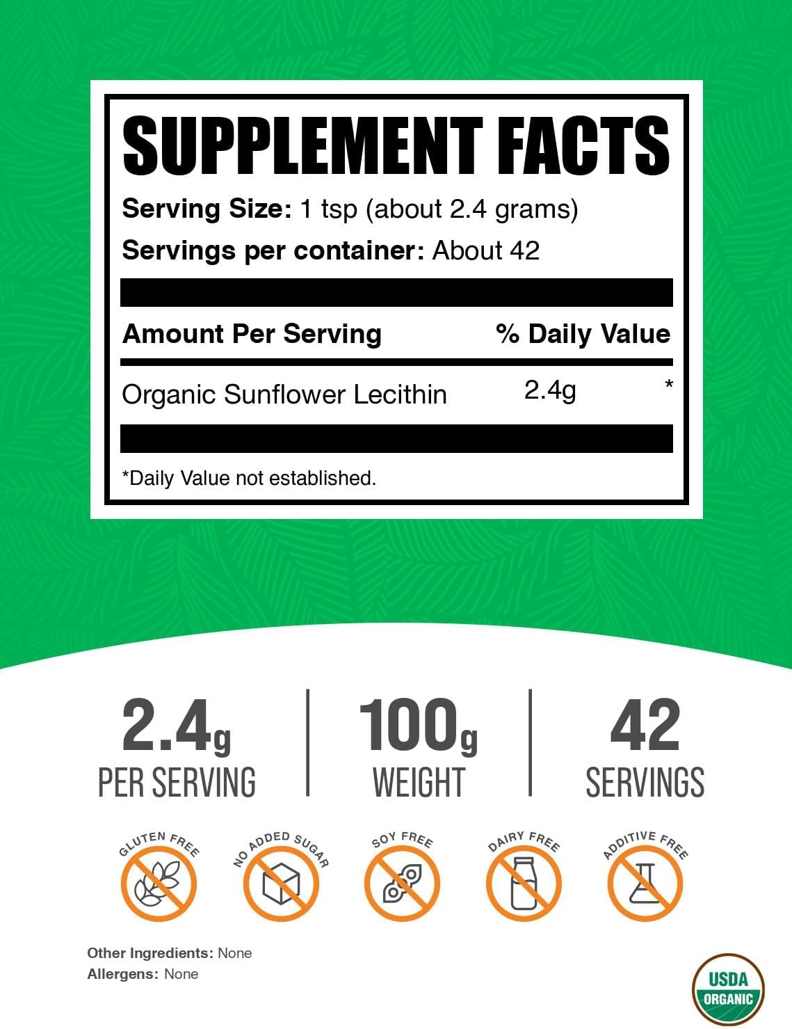 Lecitina de Girasol - BulkSupplements