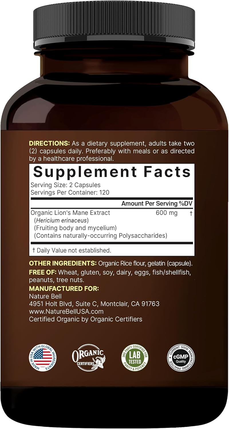 Melena de León 9000 mg por porción – 240 Cápsulas – NatureBell