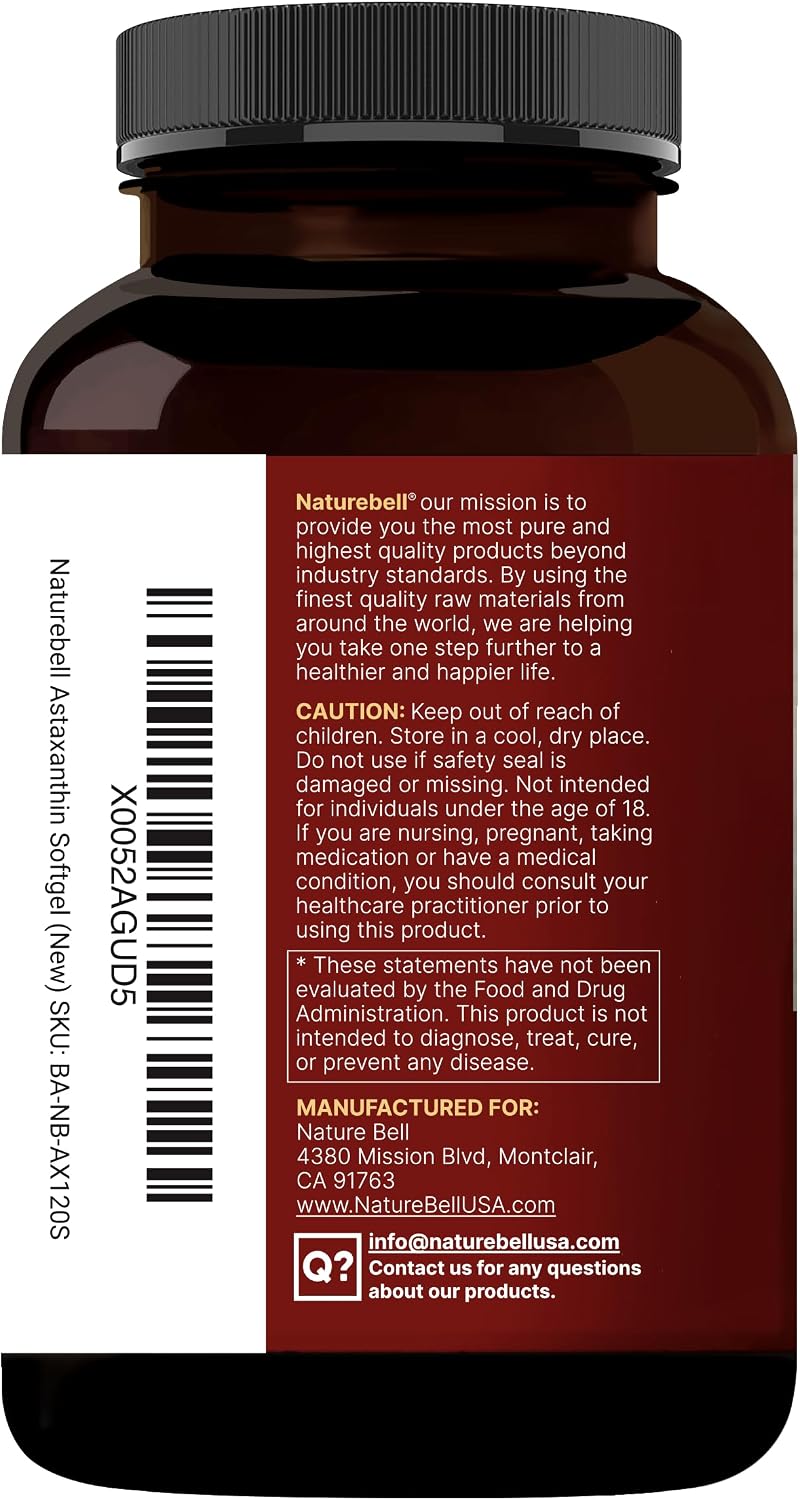 Astaxantina 12 mg - 120 Cápsulas blandas - NatureBell ⚡
