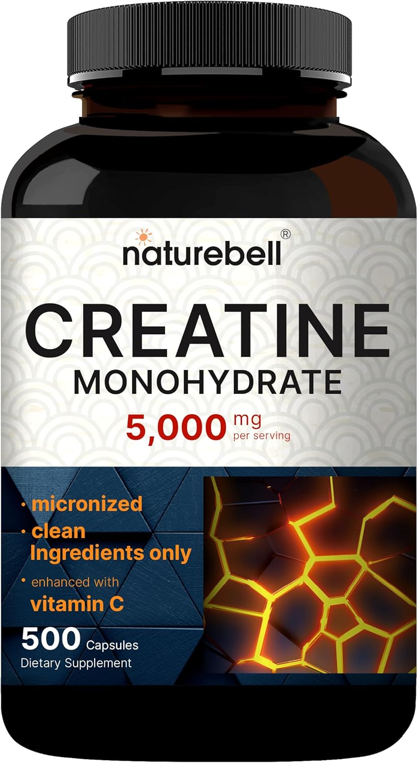 Creatina Monohidratada 5.000 mg por porción – 500 Cápsulas – NatureBell
