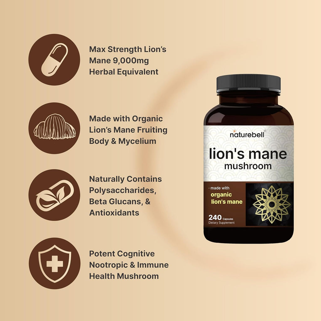 Melena de León 9000 mg por porción – 240 Cápsulas – NatureBell