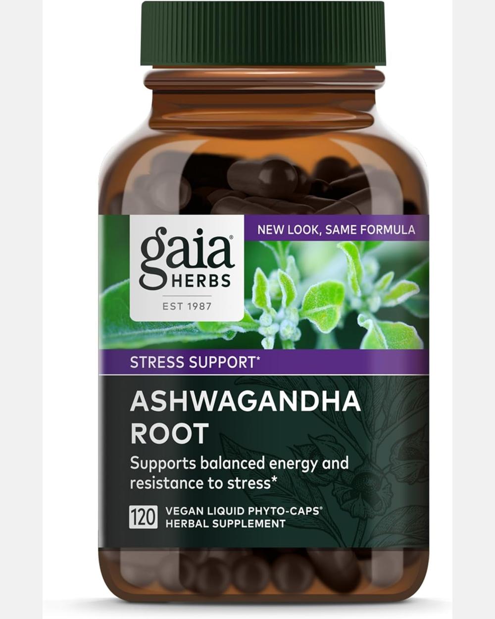 Ashwagandha Root – Suplemento para Estrés, Inmunidad y Energía – 120 Cápsulas Veganas Líquidas | Gaia Herbs