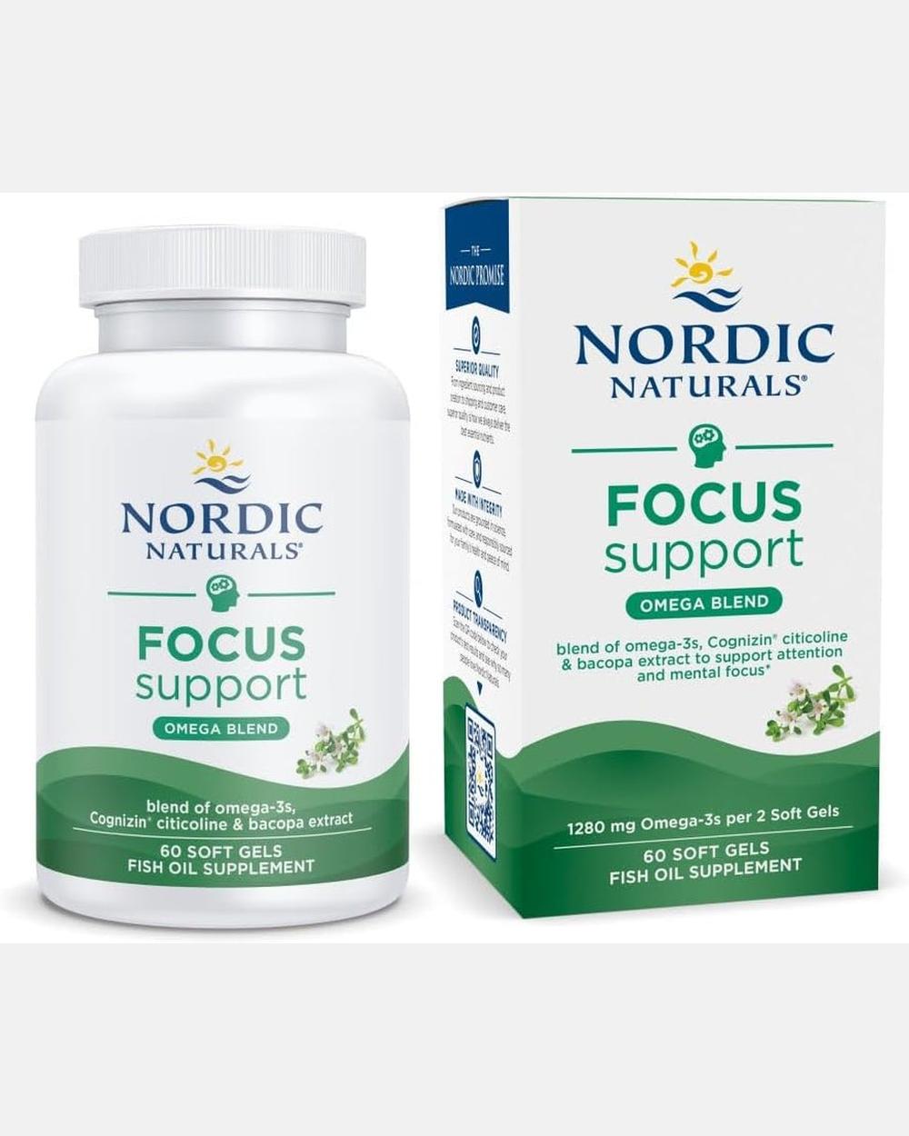 Omega Focus | 60 Softgels | Omega-3 DHA + Citicolina + Bacopa | Sabor Limón - Nordic Naturals