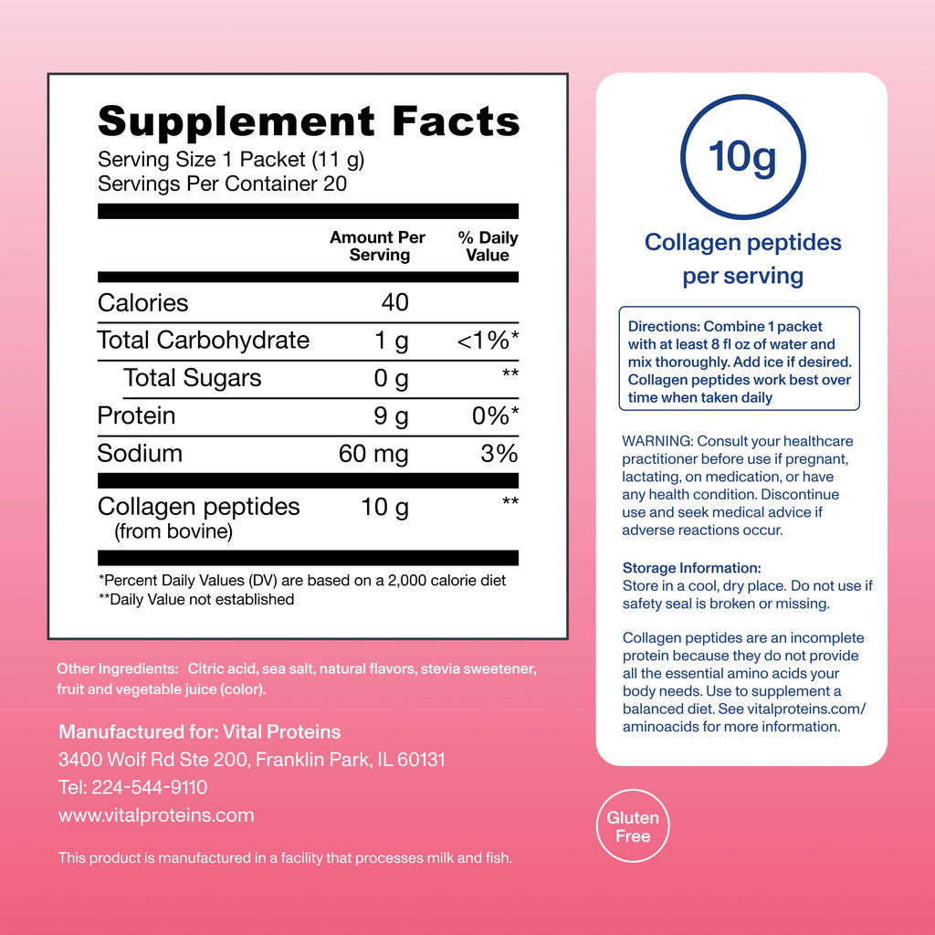 Péptidos de Colágeno Limonada de Fresa - Vital Proteins
