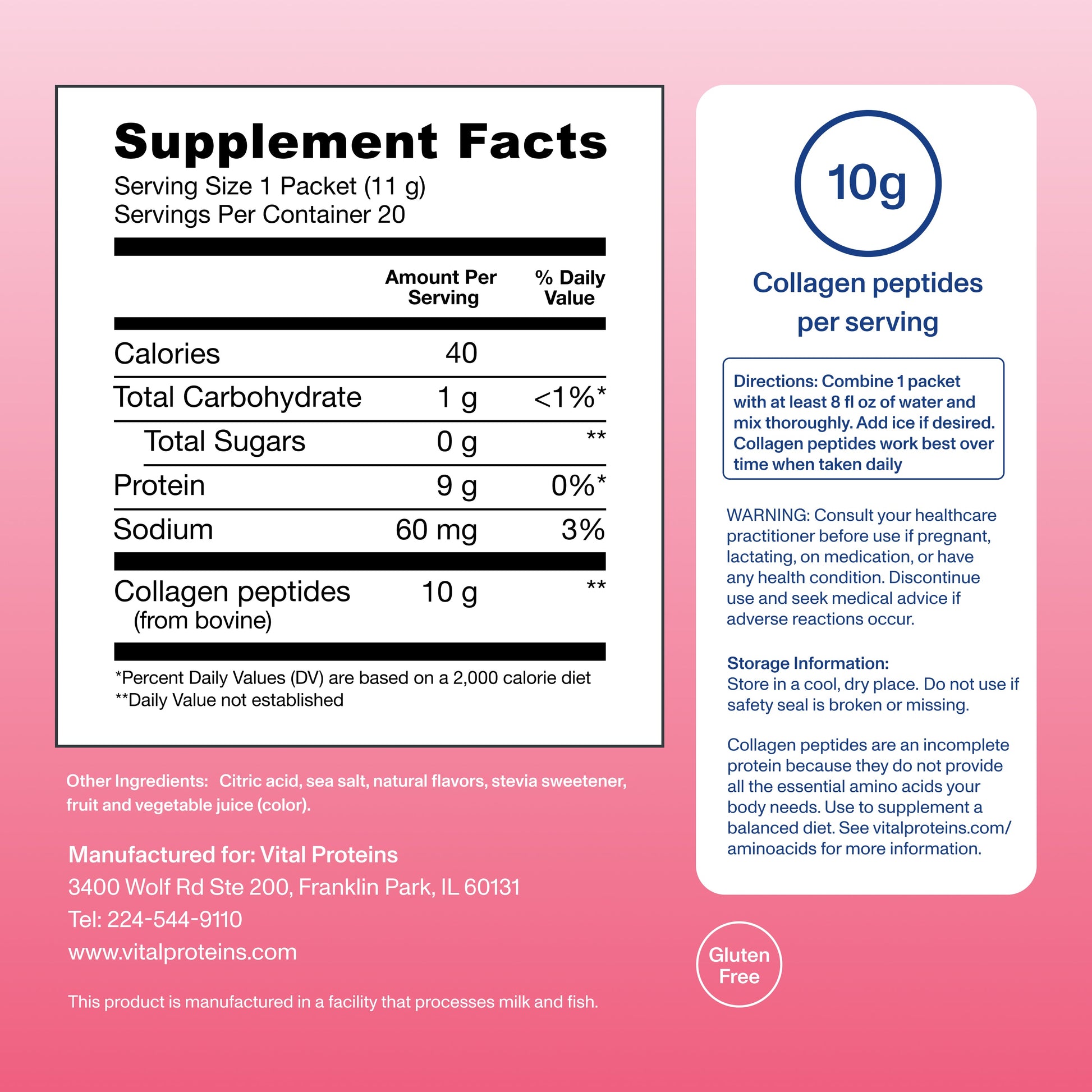 Péptidos de Colágeno Limonada de Fresa - Vital Proteins