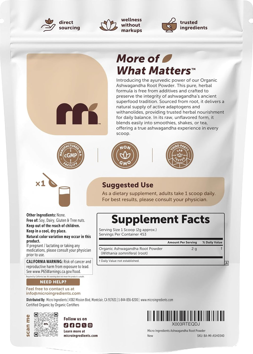 Raíz Orgánica de Ashwagandha - Micro Ingredients
