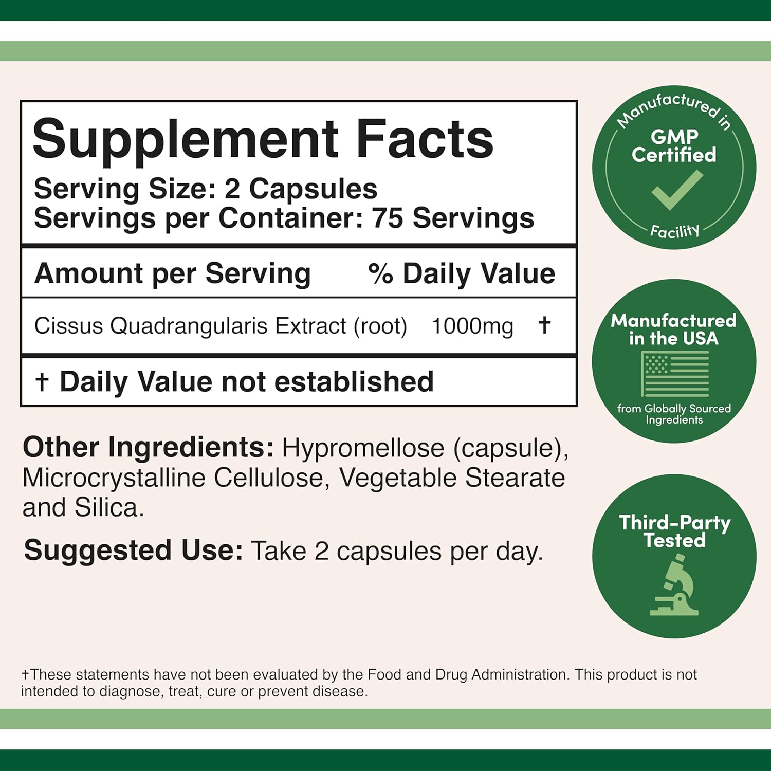 Extracto de Cissus Quadrangularis 1000mg - Double Wood