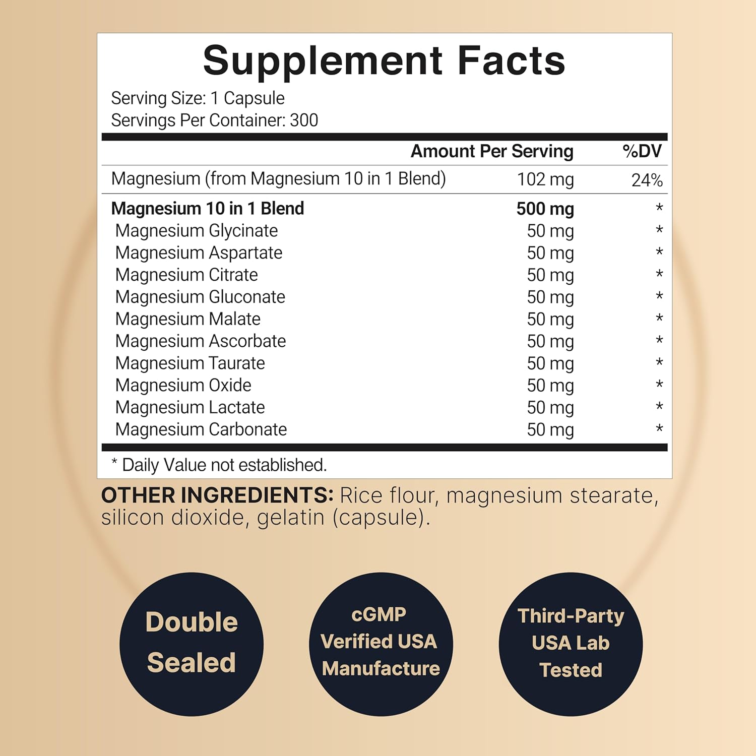 Complejo de Magnesio 500 mg - 300 Cápsulas - NatureBell