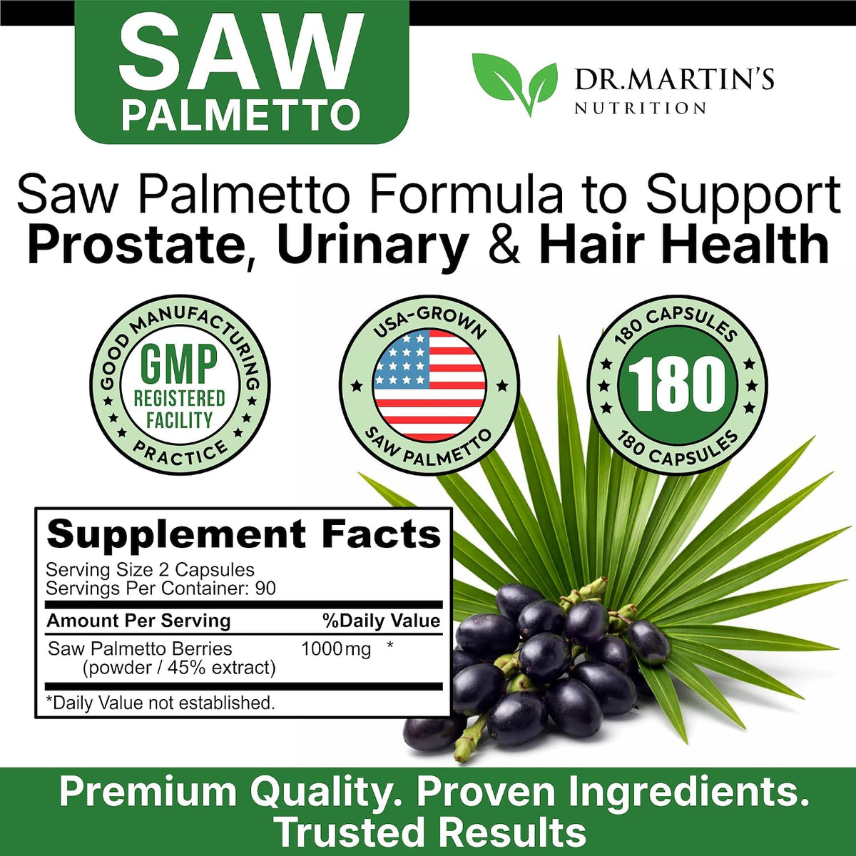 Saw Palmetto 1000 mg - Dr Martins Nutrition ⚡