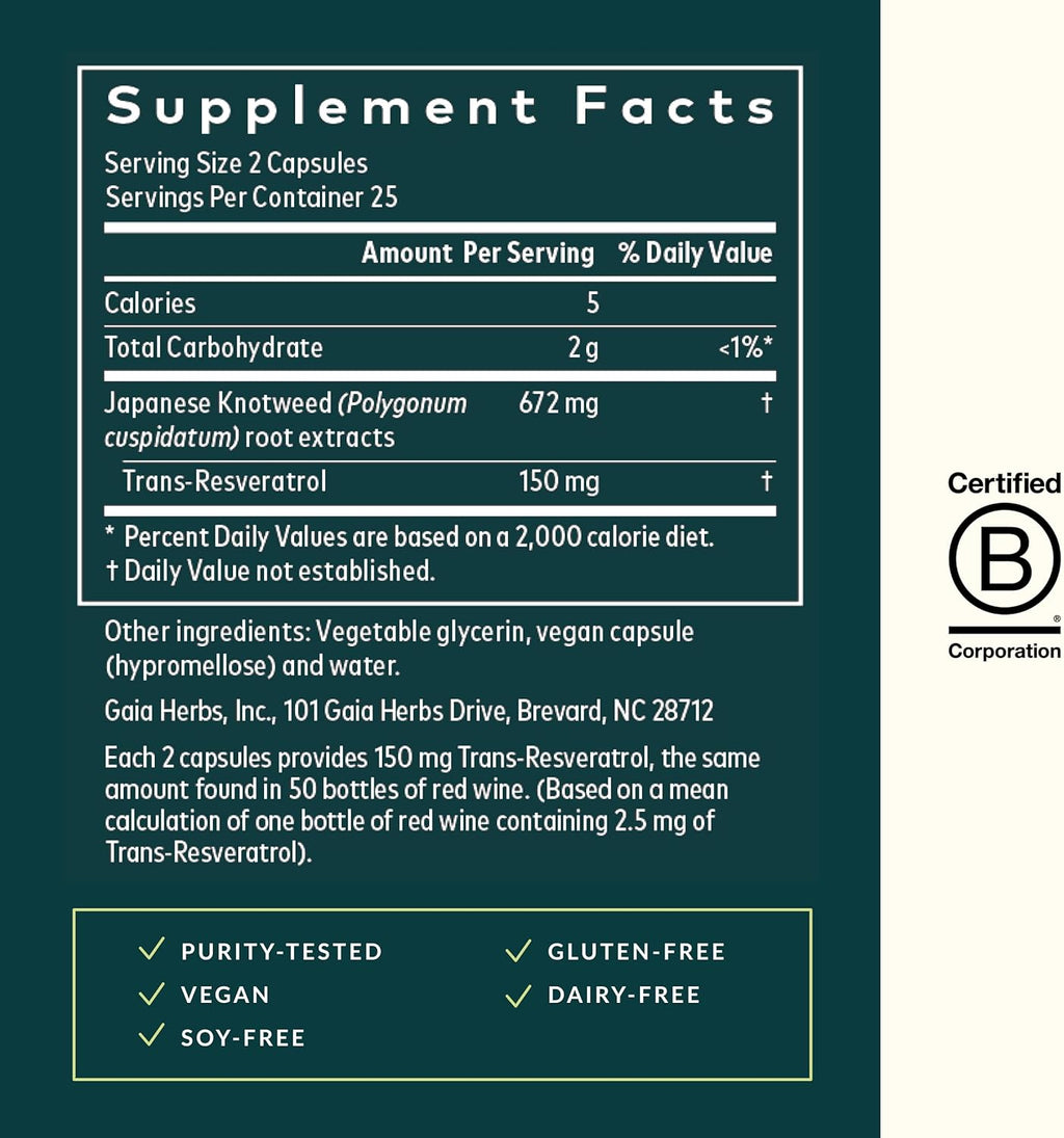 Resveratrol 150mg – Gaia Herbs