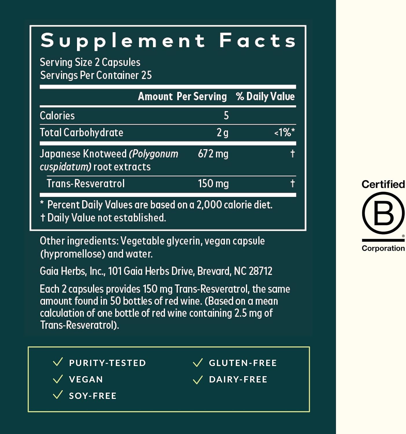 Resveratrol 150mg – Gaia Herbs