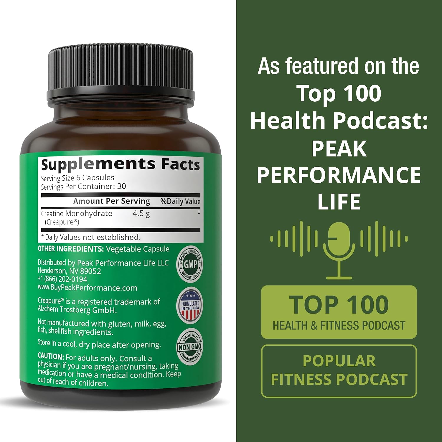Creatina Creapure en capsulas - Peak Performance