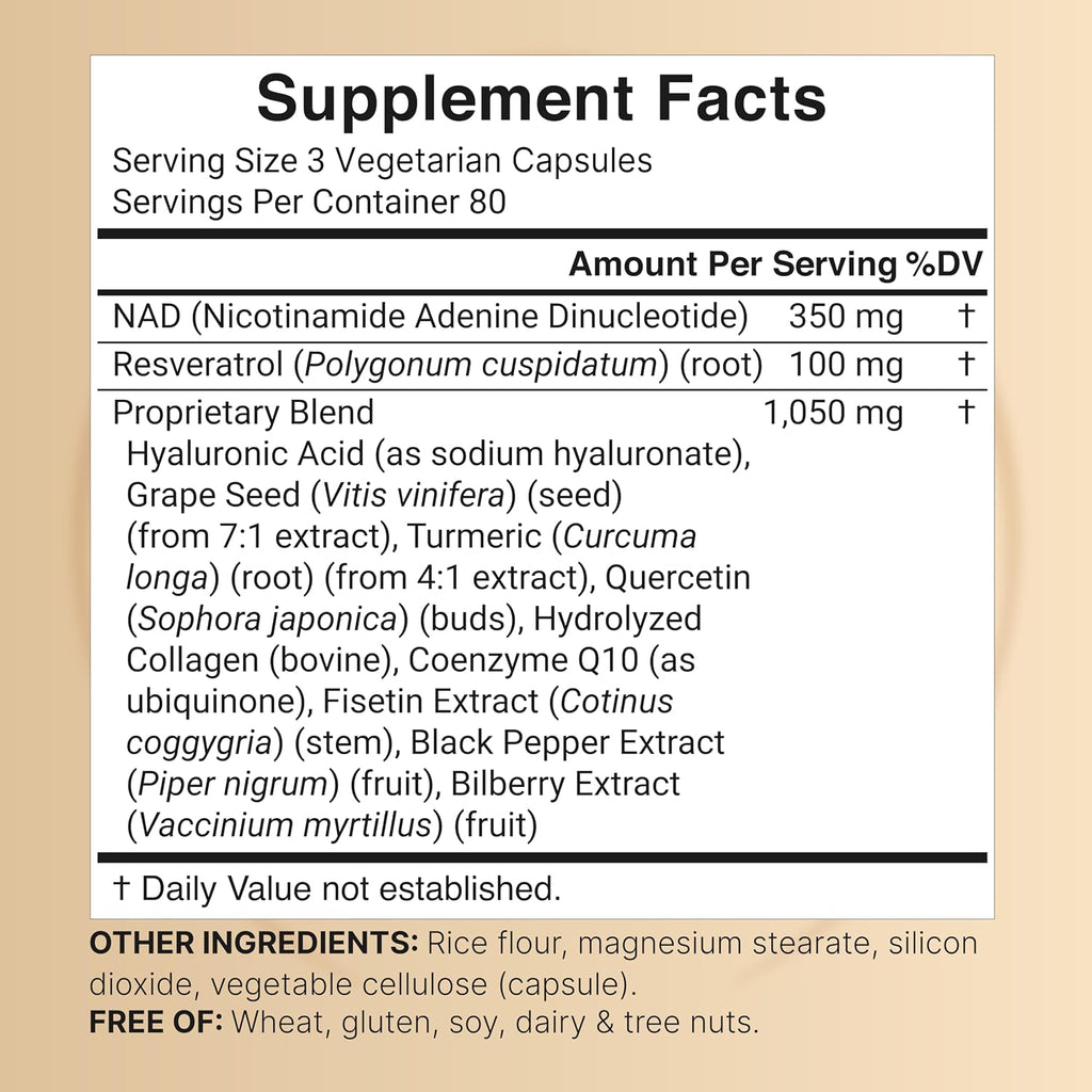 NAD+ 1500 mg por porción – 240 Cápsulas Vegetales – NatureBell ⚡