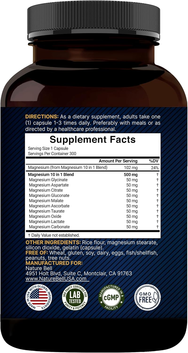 Complejo de Magnesio 500 mg - 300 Cápsulas - NatureBell
