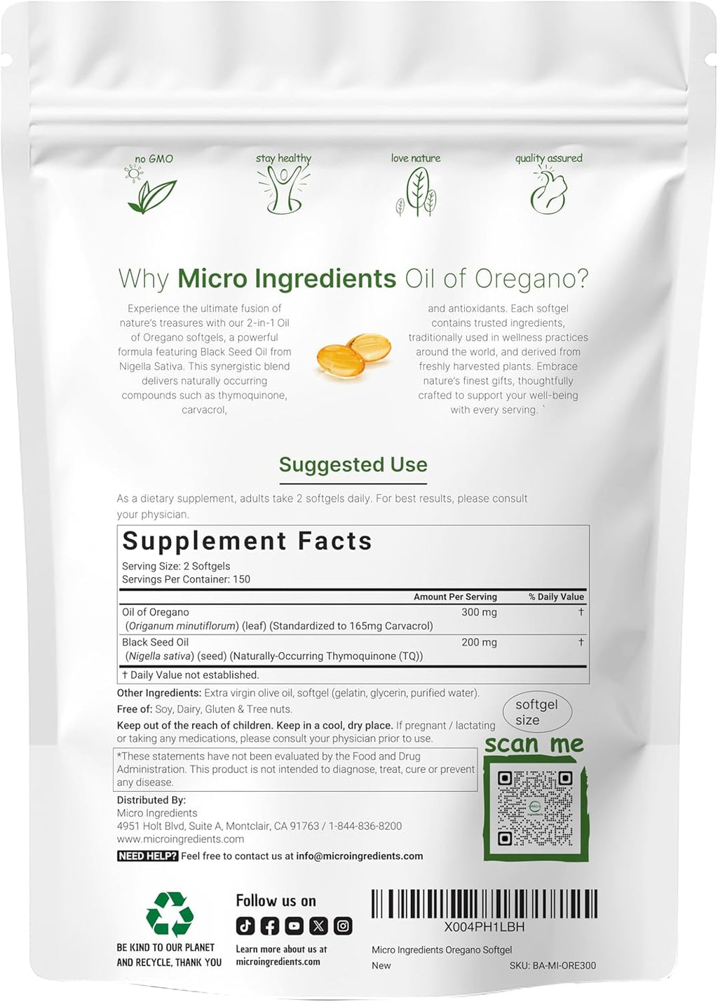 Aceite de Orégano + Aceite de Semilla Negra 6000 mg Softgels – Microingredients
