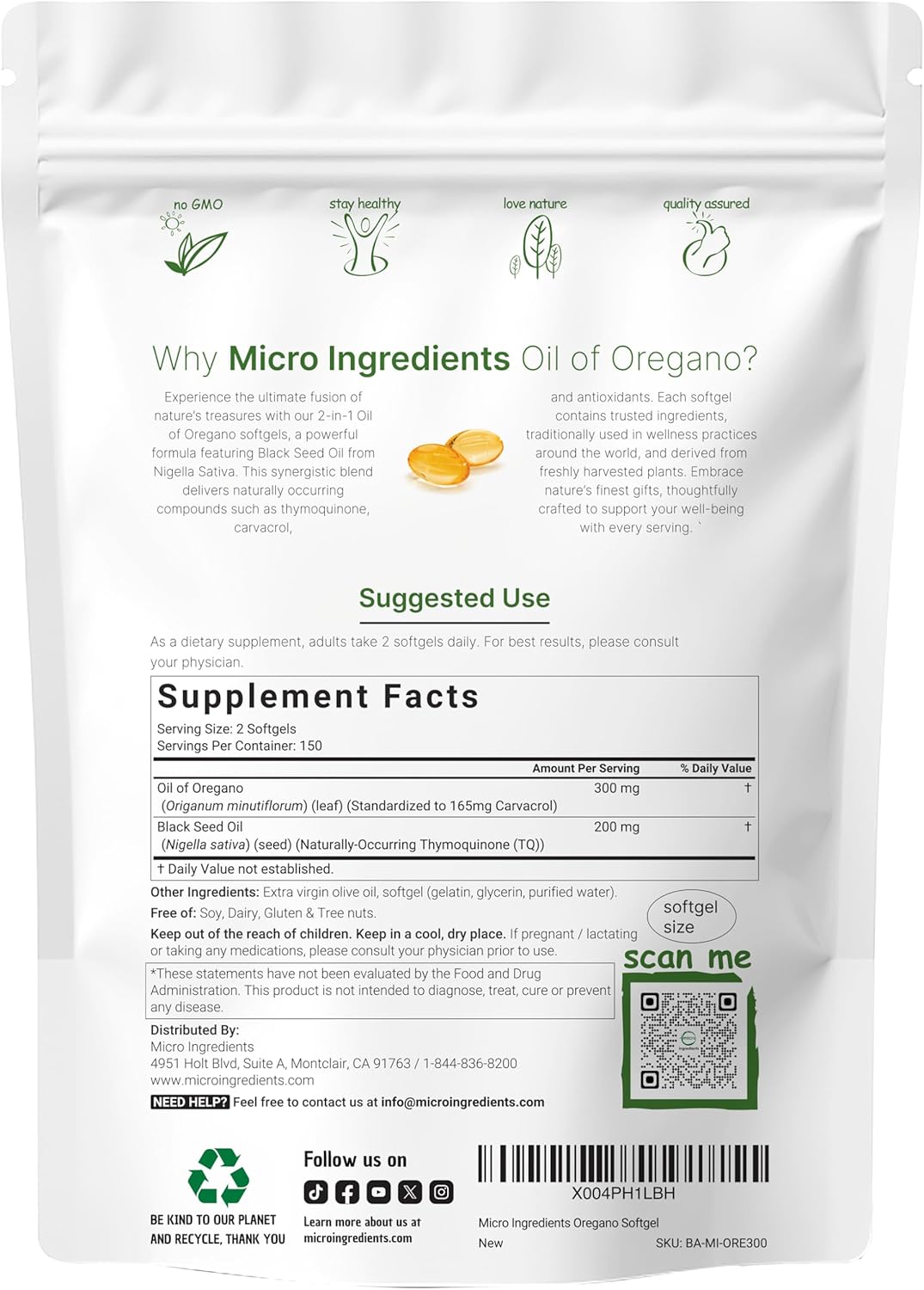Aceite de Orégano + Aceite de Semilla Negra 6000 mg Softgels – Microingredients