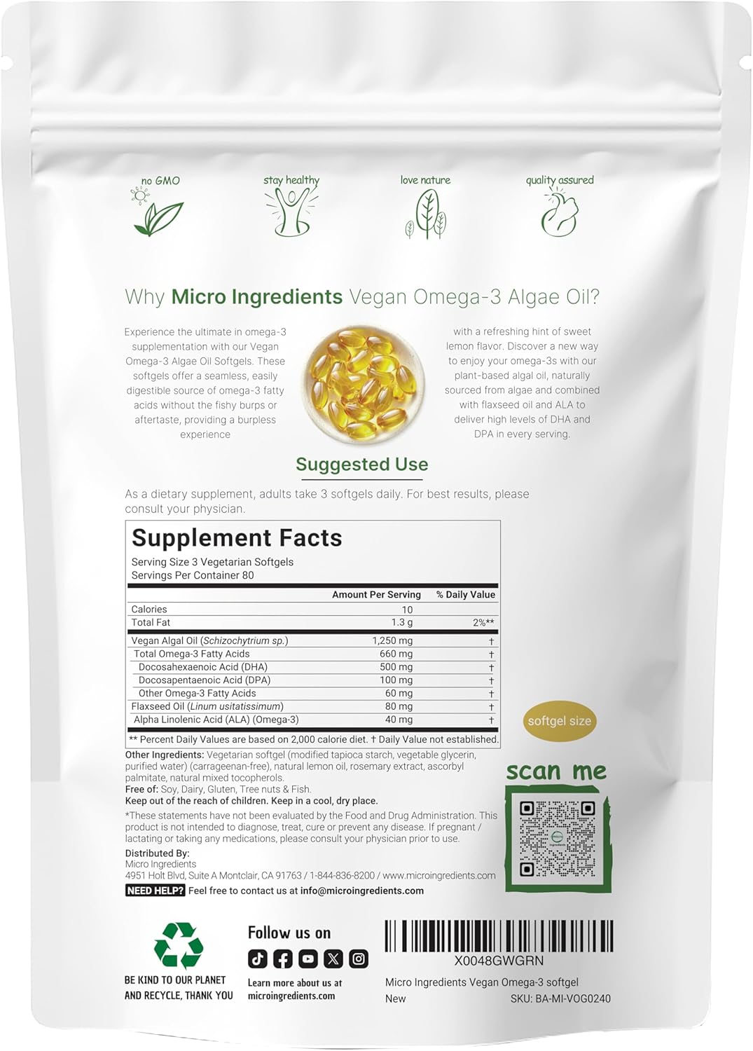 Omega 3 Vegano Aceite de Algas - Microingredients