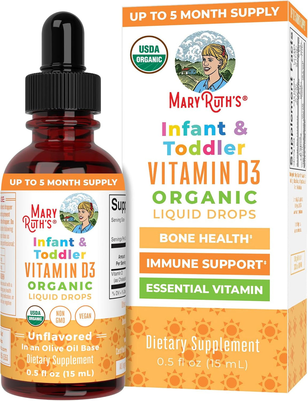 Vitamina D3 Organica en gotas Infant & Toddlers - Mary Ruth Organics