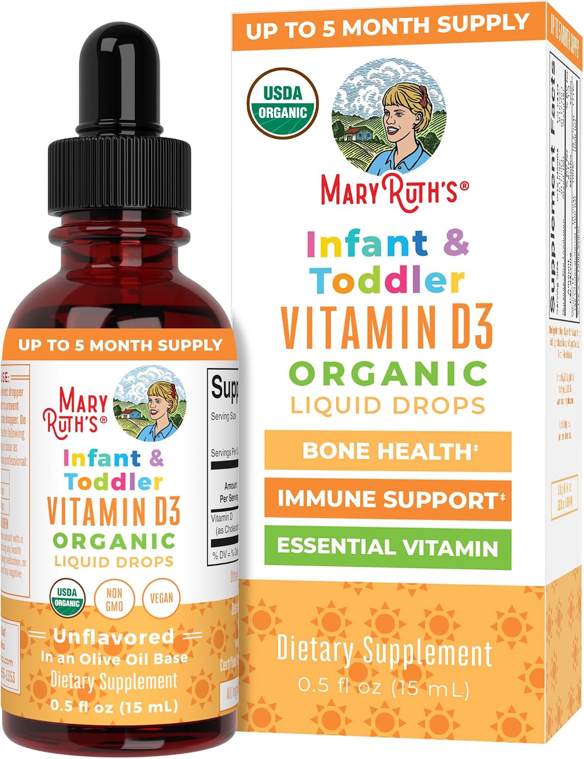 Vitamina D3 Organica en gotas Infant & Toddlers - Mary Ruth Organics