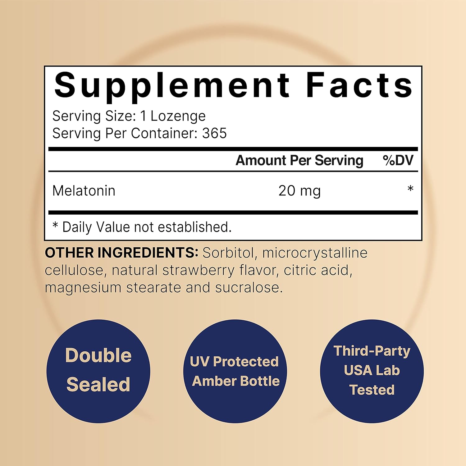 Melatonina 20 mg - 365 Tabletas de disolución rápida - NatureBell ⚡