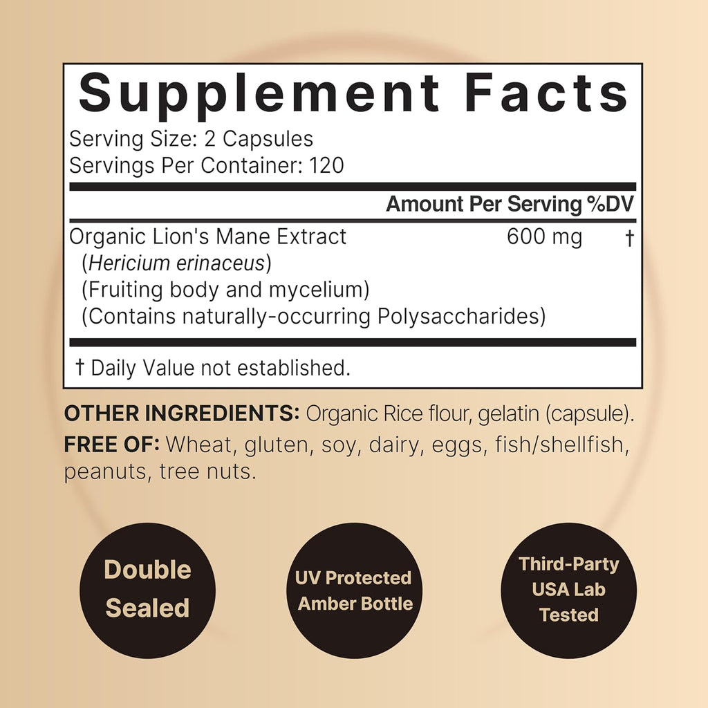 Melena de León 9000 mg por porción – 240 Cápsulas – NatureBell