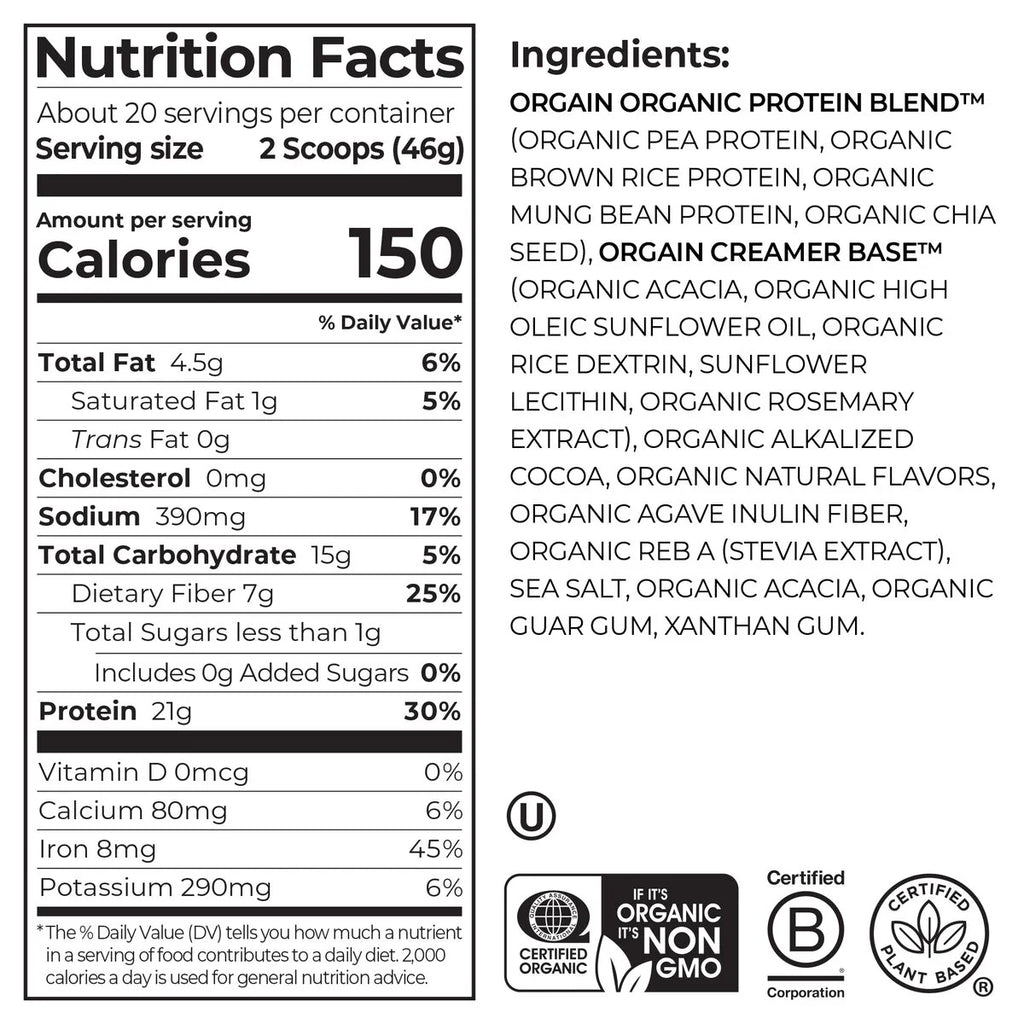 Proteína Vegetal Orgánica en Polvo Chocolate Fudge Cremoso - Orgain
