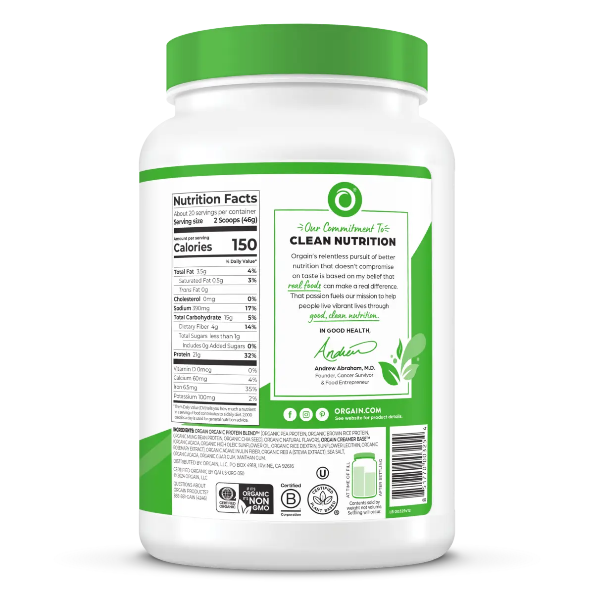 Proteína Vegetal Orgánica en Polvo Vainilla - Orgain