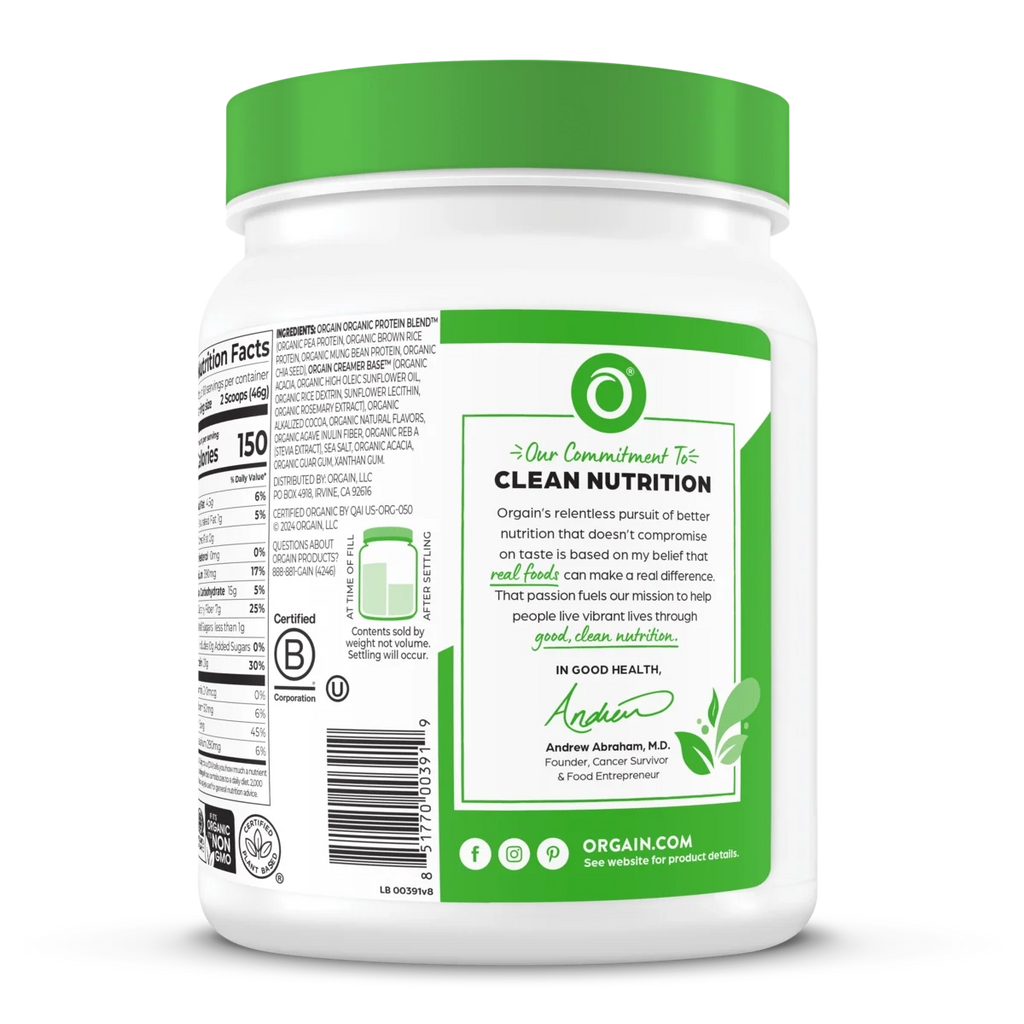 Proteína Vegetal Orgánica en Polvo Chocolate Fudge Cremoso - Orgain