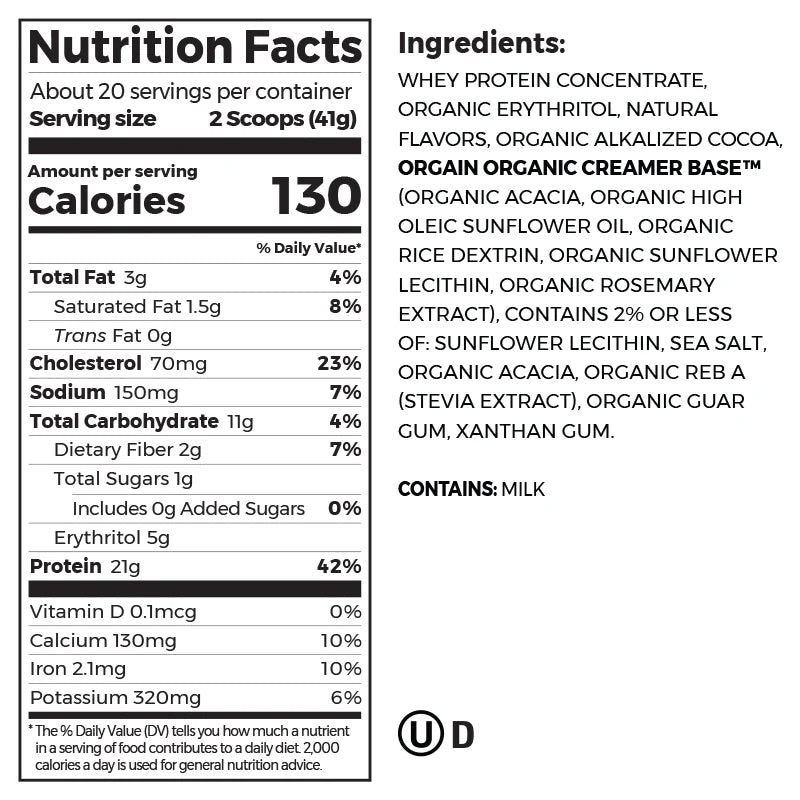 Proteína de Suero de Pastura en Polvo Chocolate Fudge Cremoso - Orgain